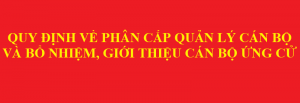 Ban hành Quy định về phân cấp quản lý cán bộ và bổ nhiệm, giới thiệu cán bộ ứng cử.