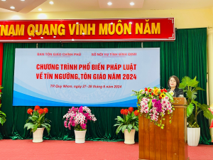Nguyễn Thị Định, Trưởng phòng Thanh tra - Pháp chế phát biểu tại Hội nghị