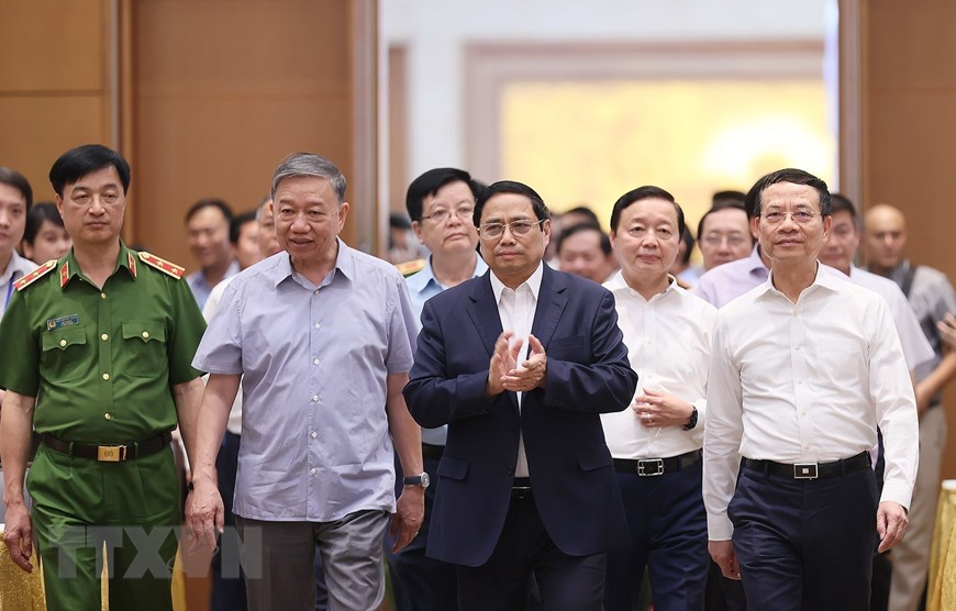 Thủ tướng Chính phủ Phạm Minh Chính và các đại biểu tham dự hội nghị (Nguồn: TTXVN)