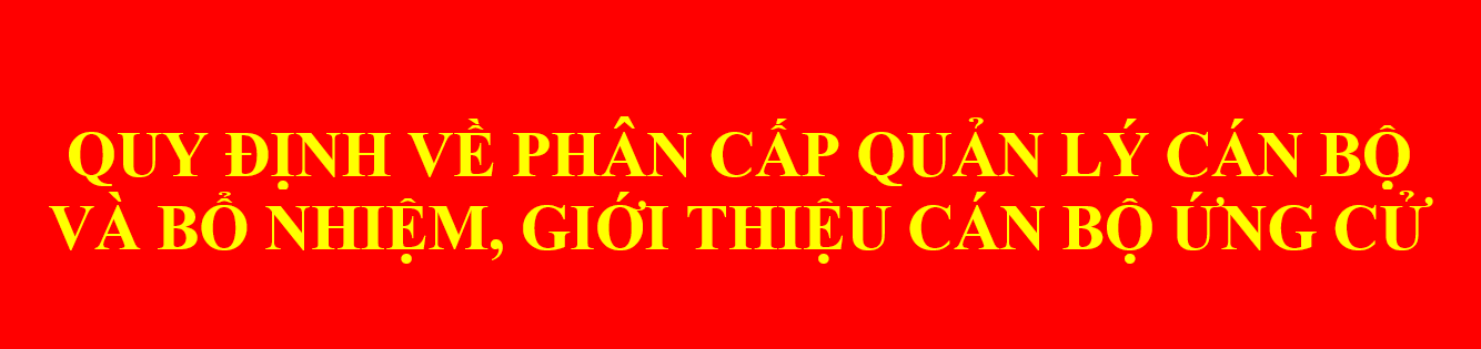 Ban hành Quy định về phân cấp quản lý cán bộ và bổ nhiệm, giới thiệu cán bộ ứng cử.